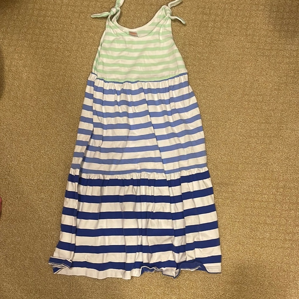 Gymboree Girls Dress- Green, White, Blue Stripe